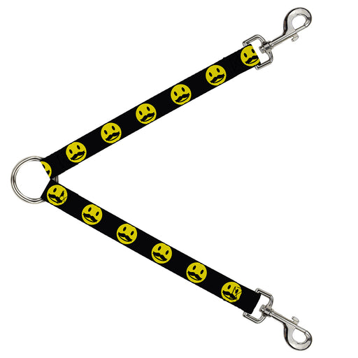 Dog Leash Splitter - Mustache Happy Face2 Black/Yellow/Black Dog Leash Splitters Buckle-Down   