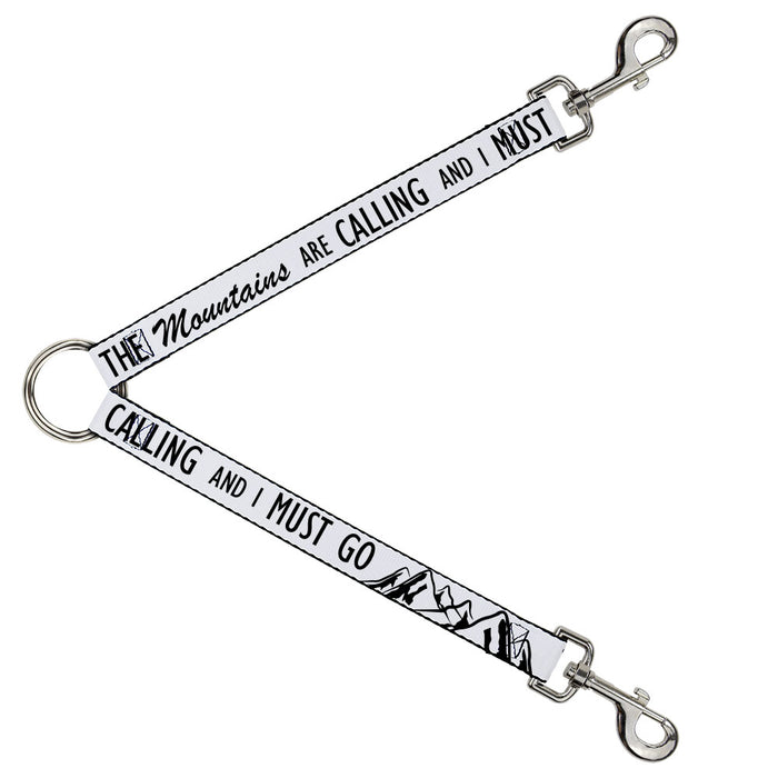 Dog Leash Splitter - THE MOUNTAINS ARE CALLING AND I MUST GO/Mountains Outline White/Black Dog Leash Splitters Buckle-Down   