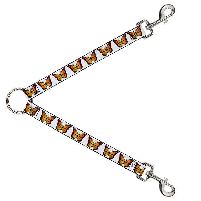 Dog Leash Splitter - Monarch Butterfly Repeat White Dog Leash Splitters Buckle-Down   