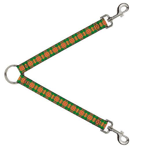 Dog Leash Splitter - Plaid Gold/Green/Pink Dog Leash Splitters Buckle-Down   