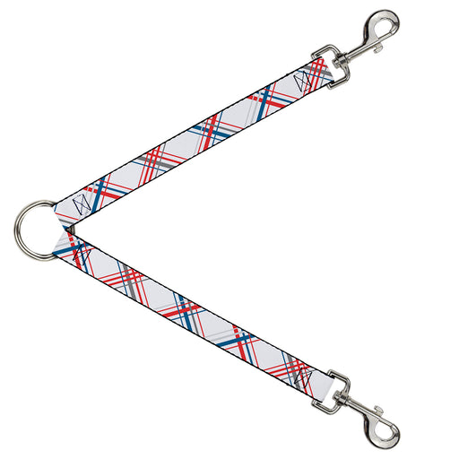Dog Leash Splitter - Plaid X White/Red/Turquoise/Gray Dog Leash Splitters Buckle-Down   