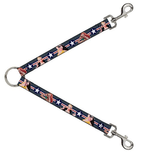 Dog Leash Splitter - Pin Up Girl Poses Star & Stripes Gray/Blue/White/Red Dog Leash Splitters Buckle-Down   