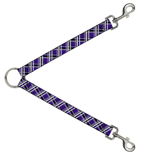 Dog Leash Splitter - Plaid X2 Purple/Gray/White/Black Dog Leash Splitters Buckle-Down   