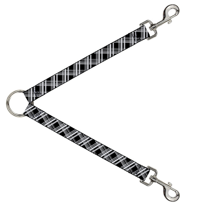 Dog Leash Splitter - Plaid X2 Black/Grays/White Dog Leash Splitters Buckle-Down   