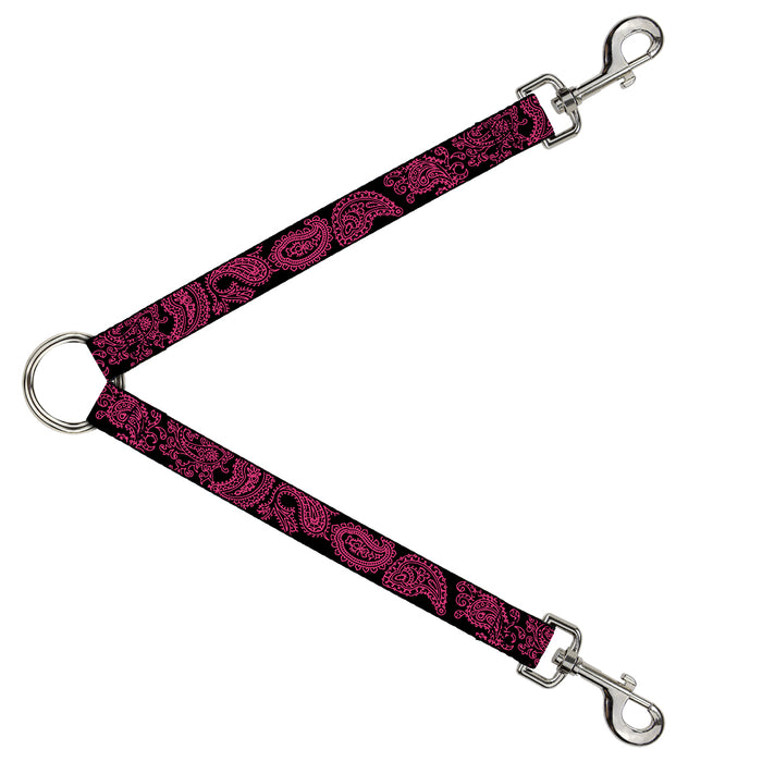 Dog Leash Splitter - Paisley Black/Neon Pink Dog Leash Splitters Buckle-Down   