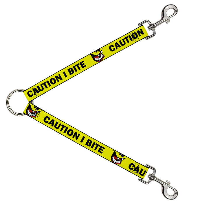 Dog Leash Splitter - Pet Quote CAUTION I BITE Dog Growl Yellow Black Dog Leash Splitters Buckle-Down   