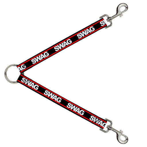Dog Leash Splitter - SWAGG Black/White/Red Stripe Dog Leash Splitters Buckle-Down   