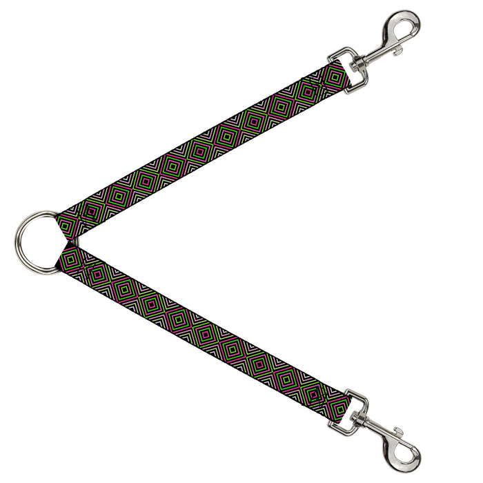 Dog Leash Splitter - Square Lines Black/Greens/Pinks Dog Leash Splitters Buckle-Down   