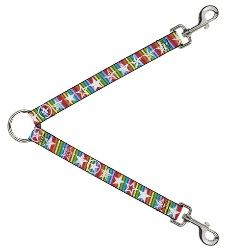 Dog Leash Splitter - Stars w/Lines Gray/Multi Color/White Dog Leash Splitters Buckle-Down   