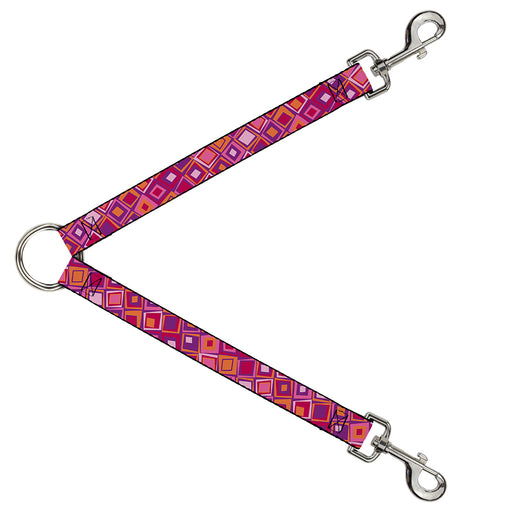 Dog Leash Splitter - Skewed Squares Stacked Purple/Orange/Pinks Dog Leash Splitters Buckle-Down   