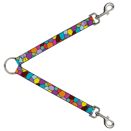 Dog Leash Splitter - Stained Glass Mosaic2 Multi Color/Navy Dog Leash Splitters Buckle-Down   