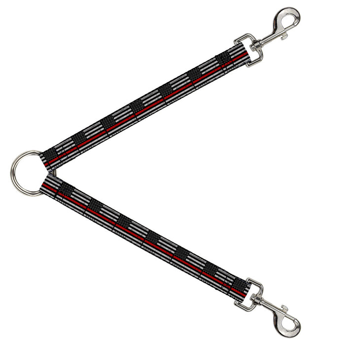Dog Leash Splitter - Thin Red Line Flag Weathered Black Gray Red Dog Leash Splitters Buckle-Down   