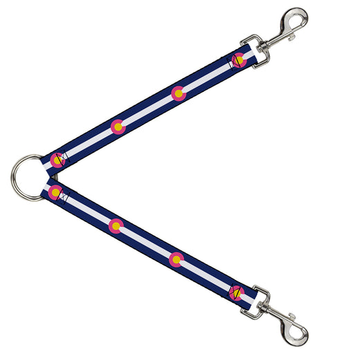 Dog Leash Splitter - Colorado Flags6 Repeat Blue/White/Pink/Yellow Dog Leash Splitters Buckle-Down   