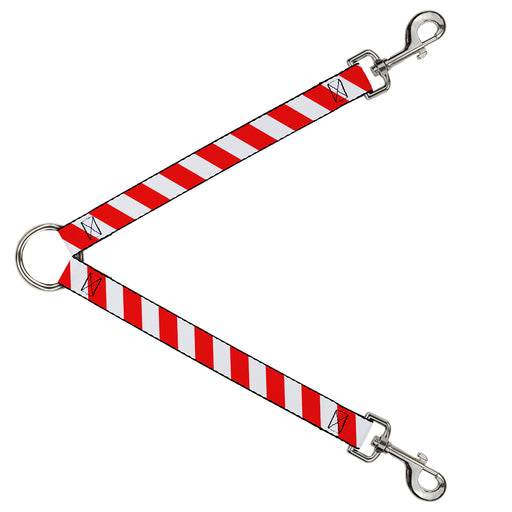 Dog Leash Splitter - Candy Cane2 Stripe White/Red Dog Leash Splitters Buckle-Down   