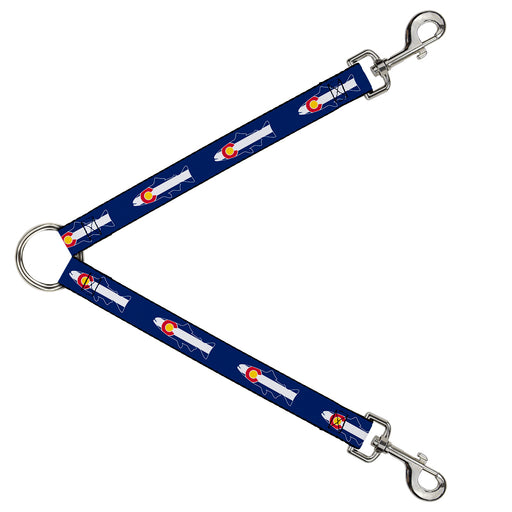 Dog Leash Splitter - Colorado Trout Flag/Snowy Mountains Blues/White/Red/Yellow Dog Leash Splitters Buckle-Down   