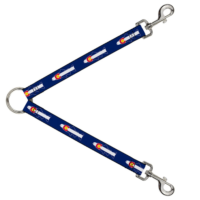 Dog Leash Splitter - Colorado Trout Flag/Snowy Mountains Blues/White/Red/Yellow Dog Leash Splitters Buckle-Down   
