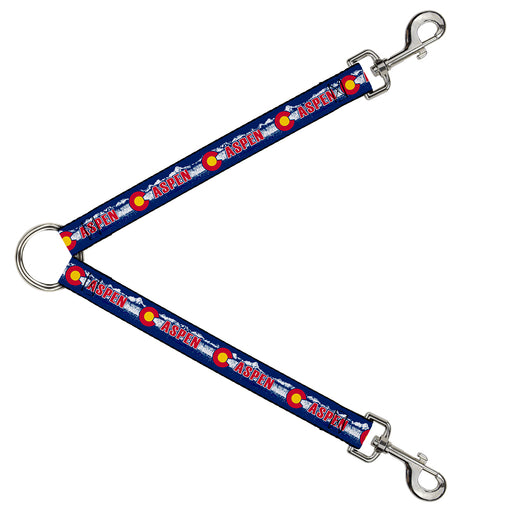 Dog Leash Splitter - Colorado ASPEN Flag/Snowy Mountains Weathered Blue/White/Red/Yellows Dog Leash Splitters Buckle-Down   
