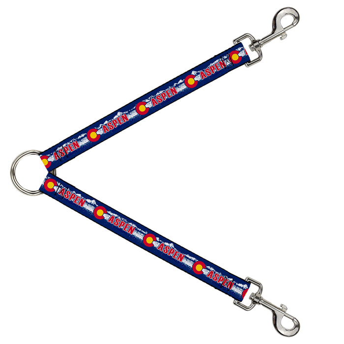 Dog Leash Splitter - Colorado ASPEN Flag/Snowy Mountains Weathered Blue/White/Red/Yellows Dog Leash Splitters Buckle-Down   