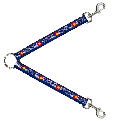 Dog Leash Splitter - Colorado ASPEN Flag/Snowy Mountains Weathered2 Blue/White/Red/Yellows Dog Leash Splitters Buckle-Down   