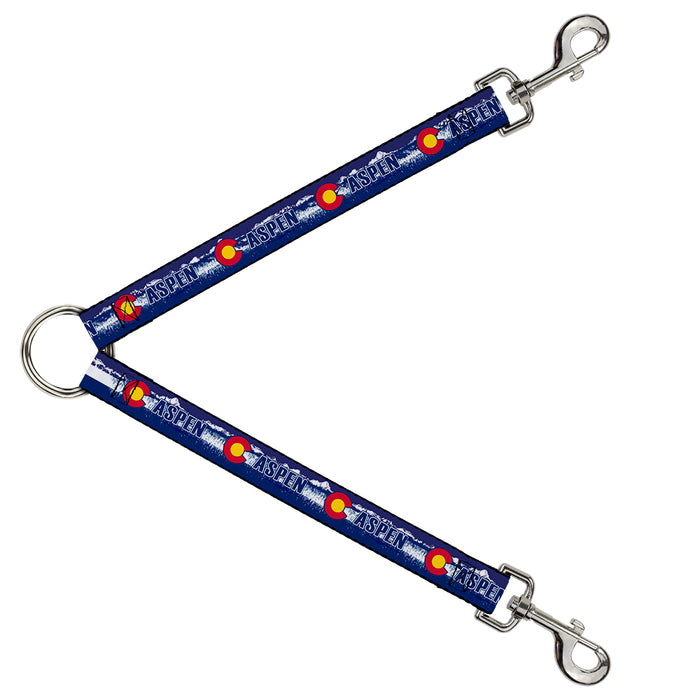 Dog Leash Splitter - Colorado ASPEN Flag/Snowy Mountains Weathered2 Blue/White/Red/Yellows Dog Leash Splitters Buckle-Down   
