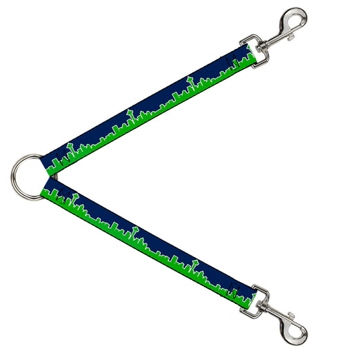 Dog Leash Splitter - Seattle Skyline Navy/Bright Green Dog Leash Splitters Buckle-Down   