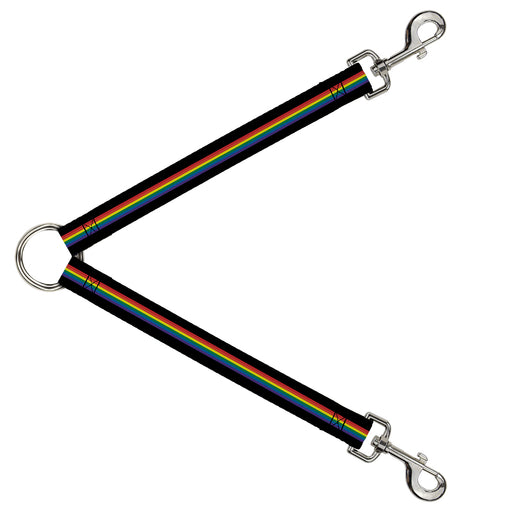 Dog Leash Splitter - Stripe Black/Rainbow Dog Leash Splitters Buckle-Down   