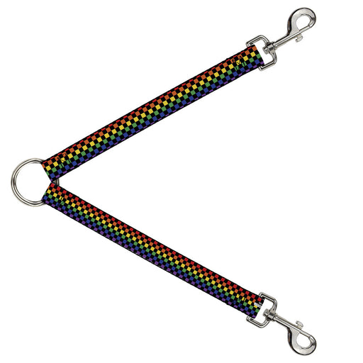 Dog Leash Splitter - Checker Black Rainbow Multi Color Dog Leash Splitters Buckle-Down   