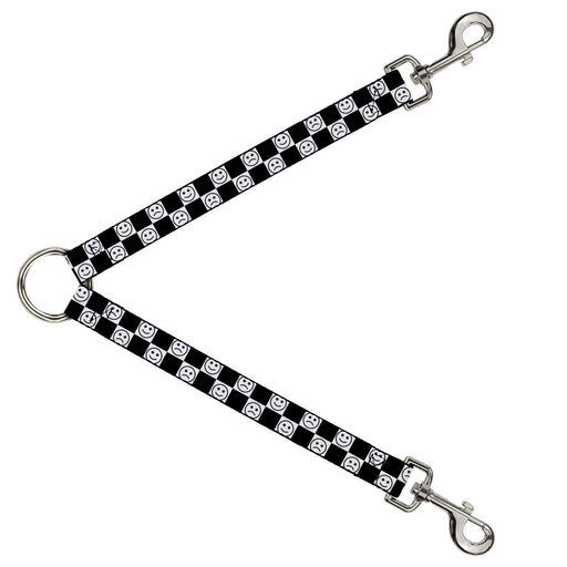 Dog Leash Splitter - Smiley Sad Face Checker Black/White Dog Leash Splitters Buckle-Down   