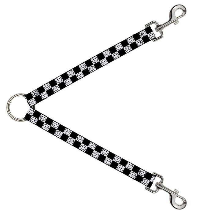Dog Leash Splitter - Smiley Sad Face Checker Black/White Dog Leash Splitters Buckle-Down   