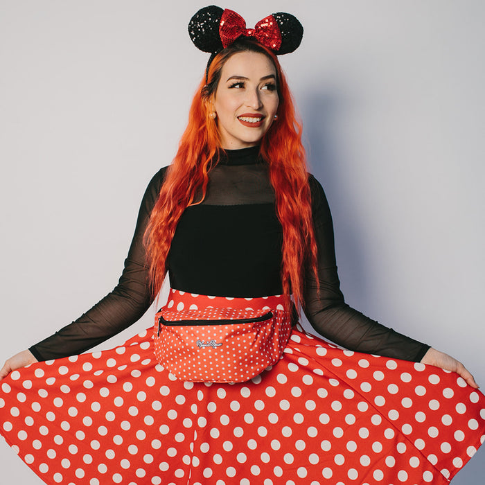 Fanny Pack - MINNIE MOUSE Script and Polka Dots Red White Black Fanny Packs Disney   