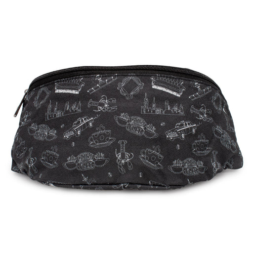 Fanny Pack - Friends Television Show Icons Outlines Scattered Black White Fanny Packs Friends   