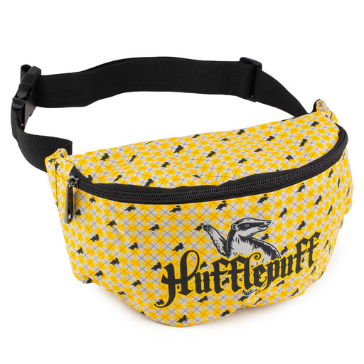 Fanny Pack - Harry Potter Hufflepuff Badger with Shield Argyle Gray Yellow Fanny Packs The Wizarding World of Harry Potter   