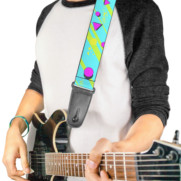 Guitar Strap - Eighties Party Blue Yellow Pink Guitar Straps Buckle-Down   