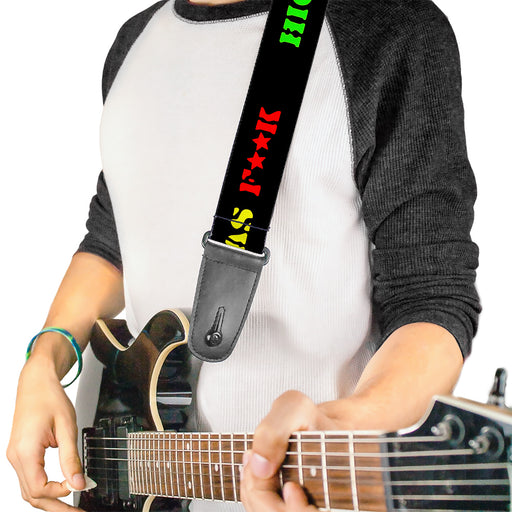 Guitar Strap - HIGH AS F**K Black/Green/Yellow/Red Guitar Straps Buckle-Down   