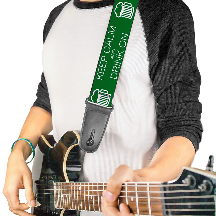 Guitar Strap - KEEP CALM AND DRINK ON/Beer Green/White Guitar Straps Buckle-Down   