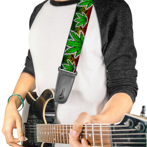 Guitar Strap - Marijuana Haze Rasta/White Guitar Straps Buckle-Down   