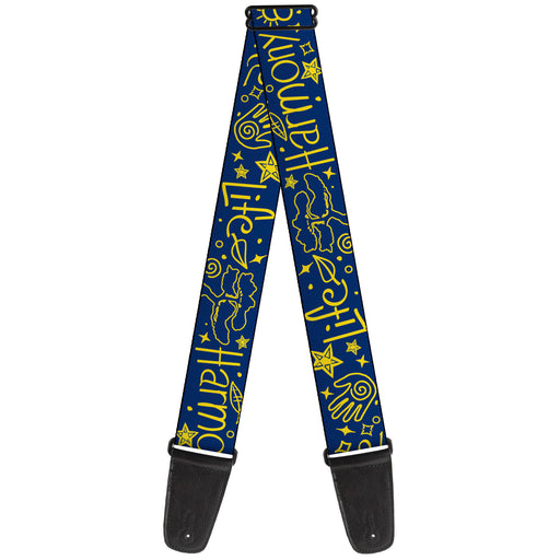 Guitar Strap - HARMONY BALANCE LIFE Icons Collage Blue/Yellow Guitar Straps Buckle-Down   