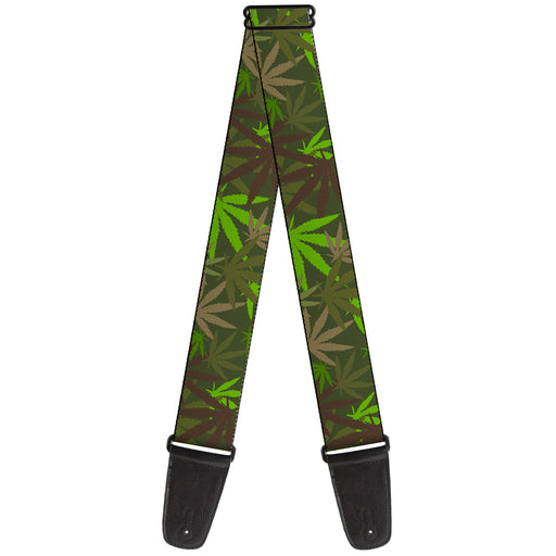 Guitar Strap - Marijuana Leaves Stacked Browns/Greens Guitar Straps Buckle-Down   