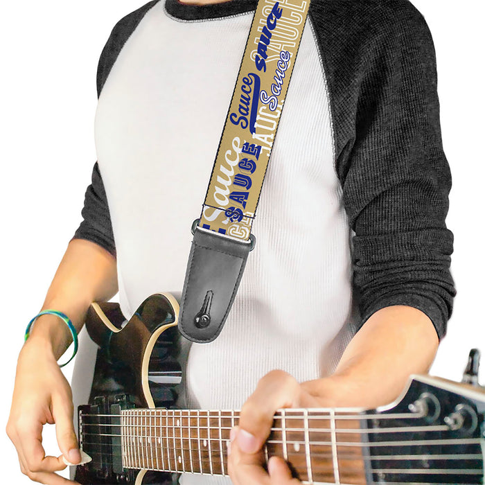 Guitar Strap - SAUCE Typography Collage Tan/White/Blue Guitar Straps Buckle-Down   