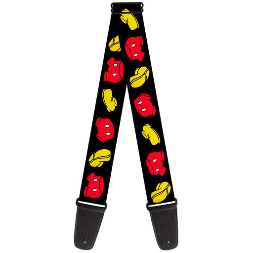 Guitar Strap - Mickey Mouse Shorts and Shoes Black/Red/Yellow Guitar Straps Disney   