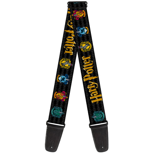 Guitar Strap - HARRY POTTER Hufflepuff/Ravenclaw/Gryffindor/Slytherin Coat of Arms Black Guitar Straps The Wizarding World of Harry Potter   