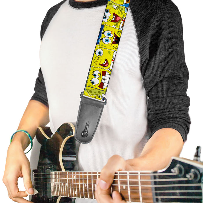 Guitar Strap - SpongeBob Expressions Stripe Blue Guitar Straps Nickelodeon   