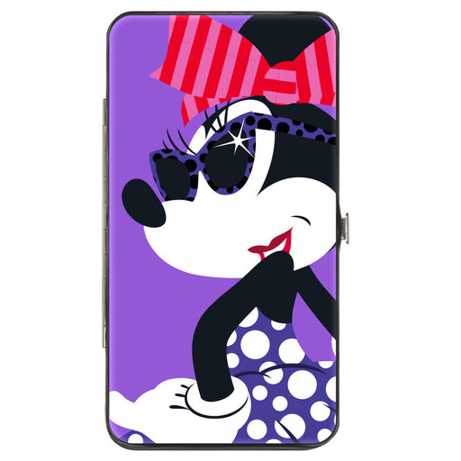 Hinged Wallet - Hollywood Minnie Over Shoulder Pose + Dots Purples/White Hinged Wallets Disney   