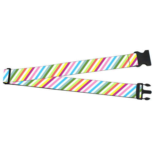 Luggage Strap - 2.0" - Diagonal Stripes White/Multi Color Luggage Straps Buckle-Down   