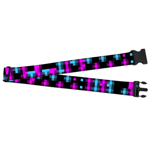 Luggage Strap - 2.0" - Pixilated Checker Black/Fuchsia/Turquoise Luggage Straps Buckle-Down   