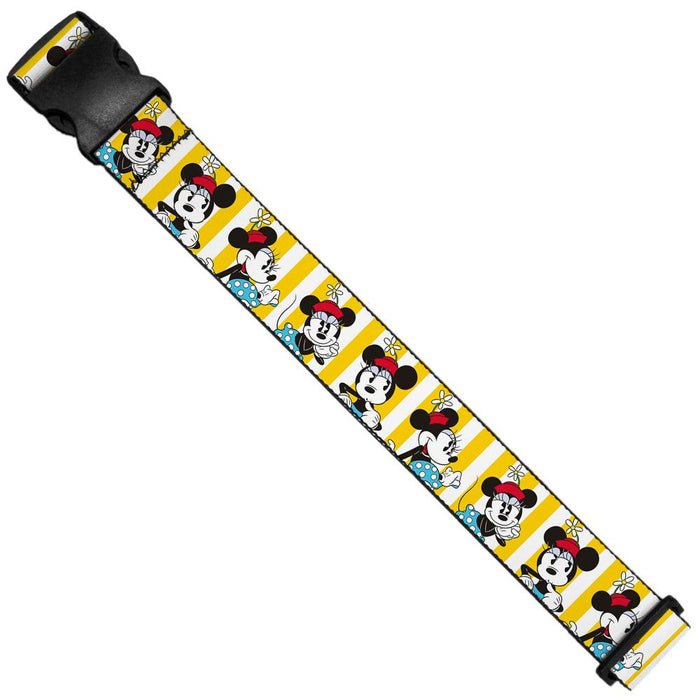 Luggage Strap - Minnie Mouse w/Hat Poses Stripe Yellow/White Luggage Straps Disney   
