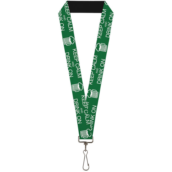 Buckle-Down Lanyard - KEEP CALM AND DRINK ON/Beer Green/White Lanyards Buckle-Down   