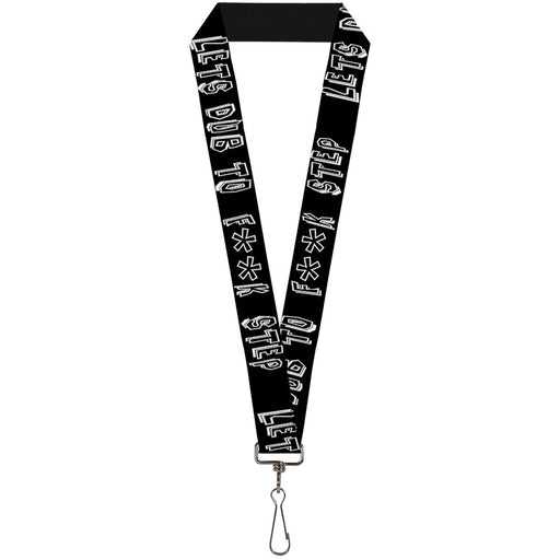 Buckle-Down Lanyard - LETS DUB TO F**K STEP Black/White Lanyards Buckle-Down   