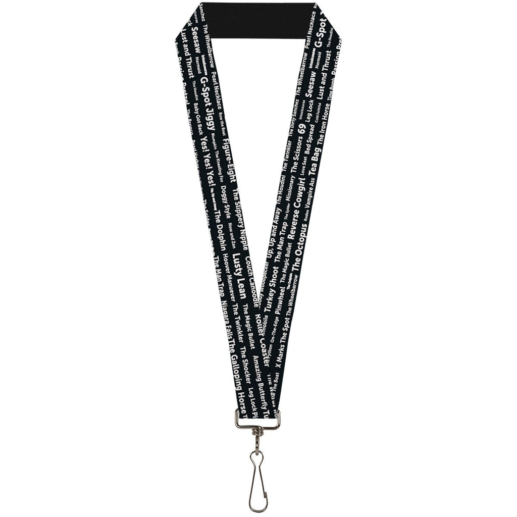 Buckle-Down Lanyard - Verbiage Sex Positions Black/White