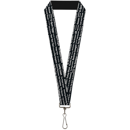 Buckle-Down Lanyard - Verbiage Sex Positions Black/White Lanyards Buckle-Down   